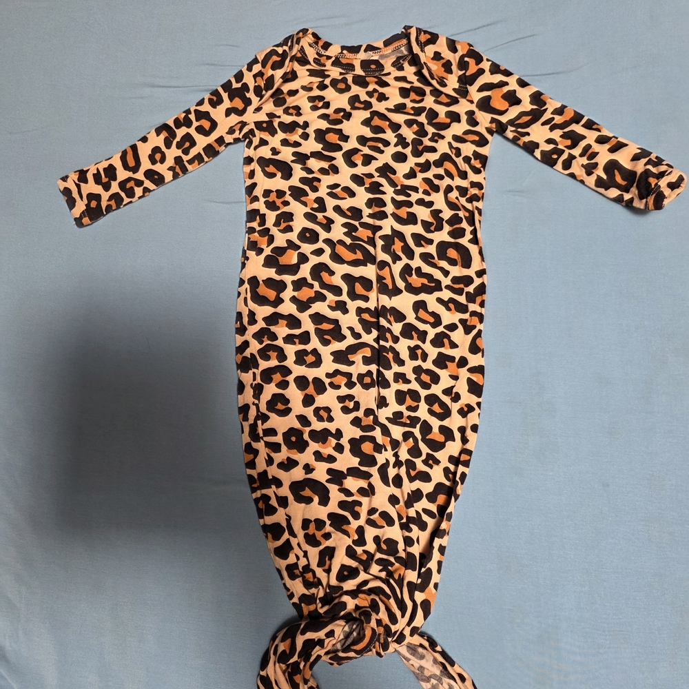 Posh Peanut Lana Leopard Print Infant Tie Gown